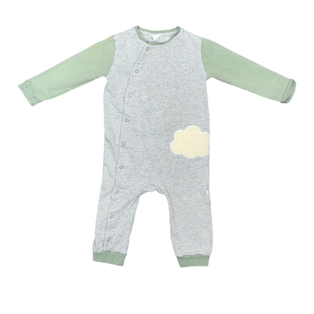 Mori Romper Green and Gray with Cloud Patch Size2-3